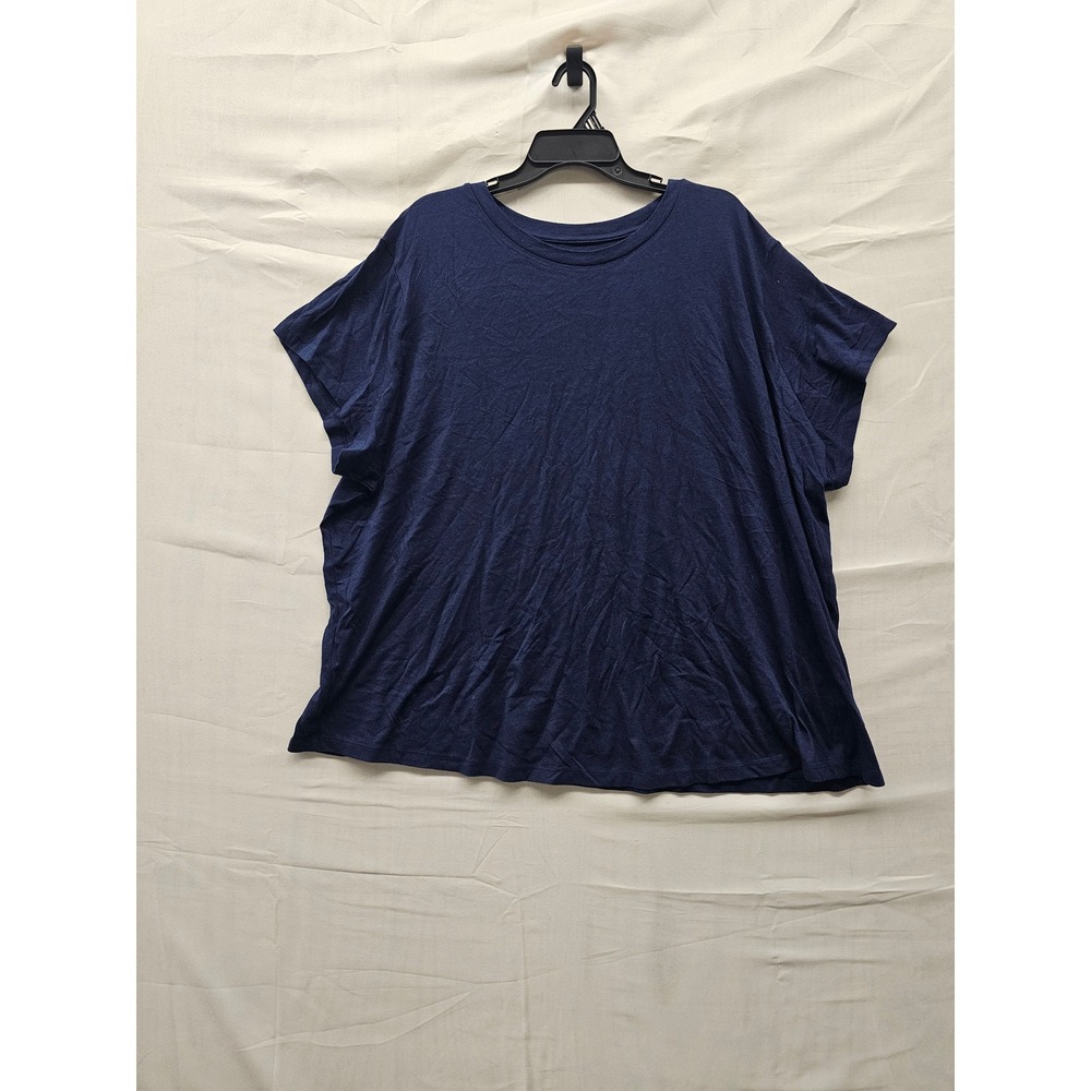 A New Day Womens Short Sleeve T-Shirt Navy Cotton Blend Casual Size 3X